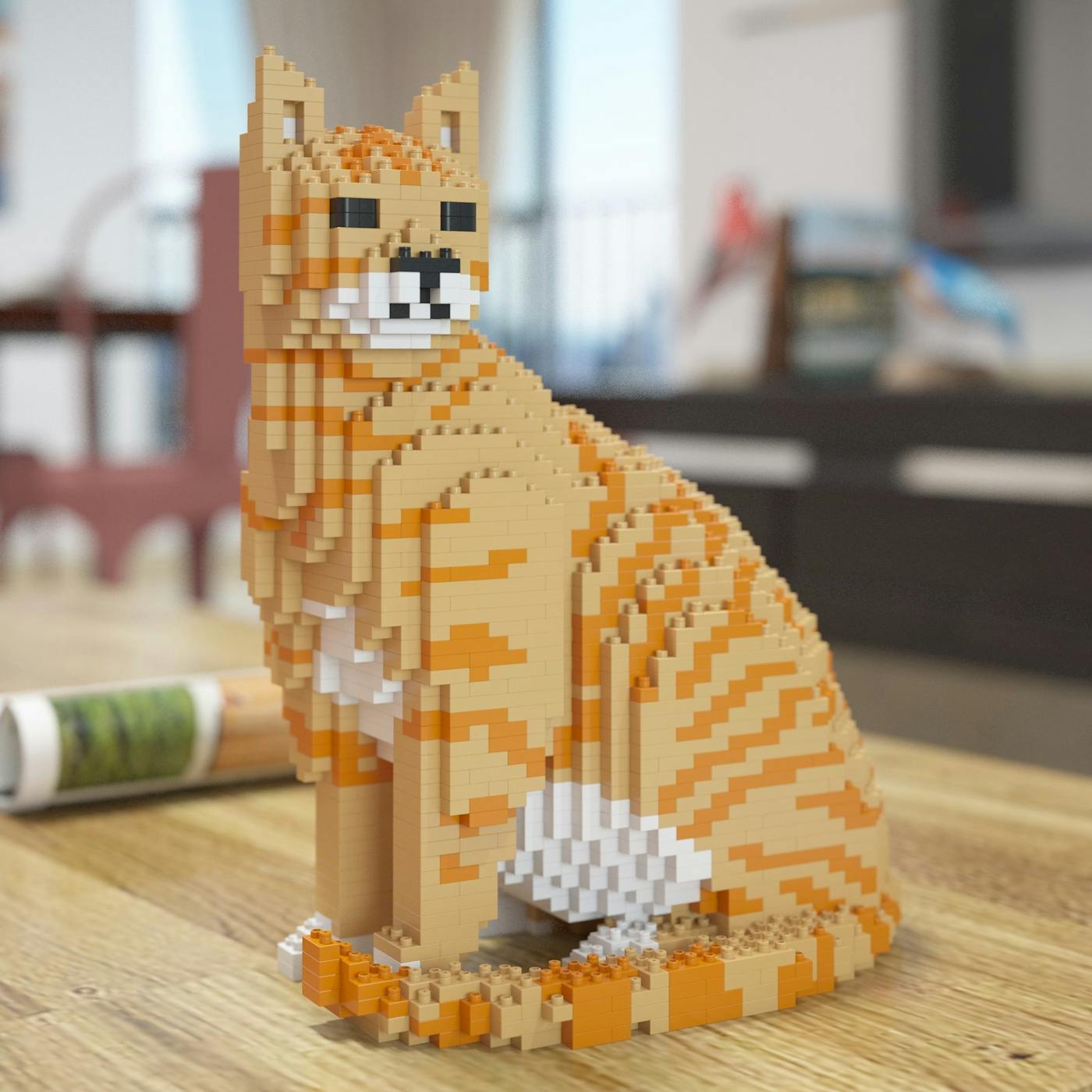 Lego-inspired Cat Sculpture