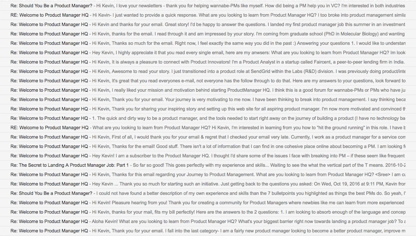 Kevin Lee's Inbox Full of Subscriber Responses