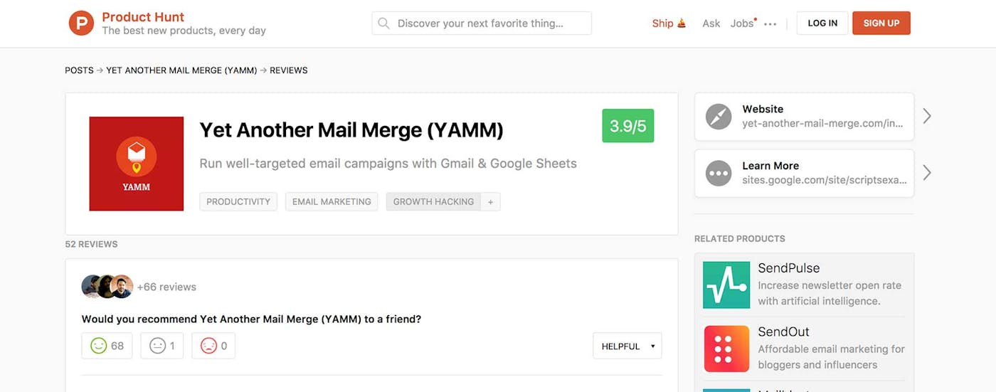 Yet Another Mail Merge on Product Hunt