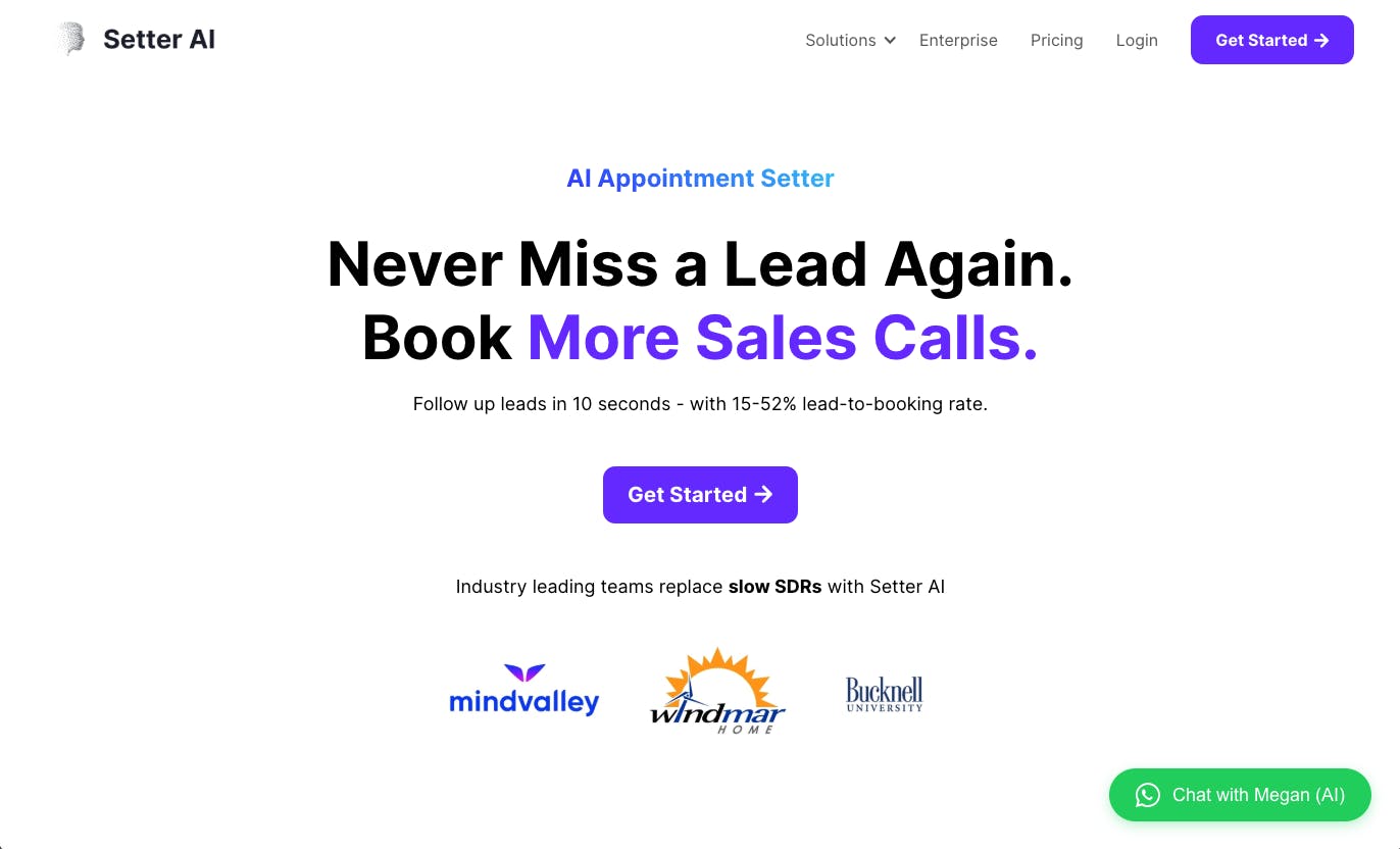 Setter AI homepage