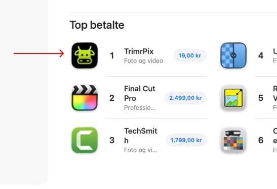 Screenshot from apple app store