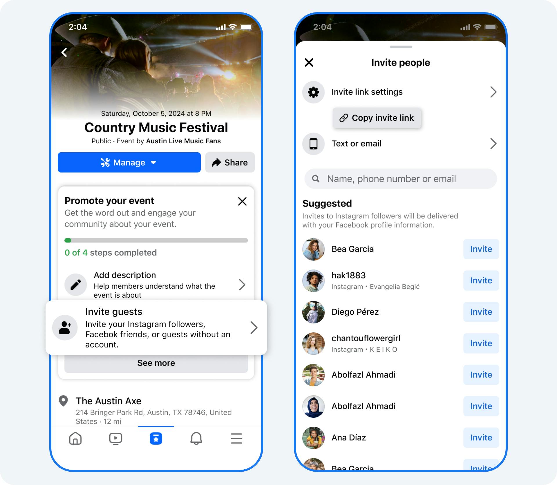 Facebook events carousel