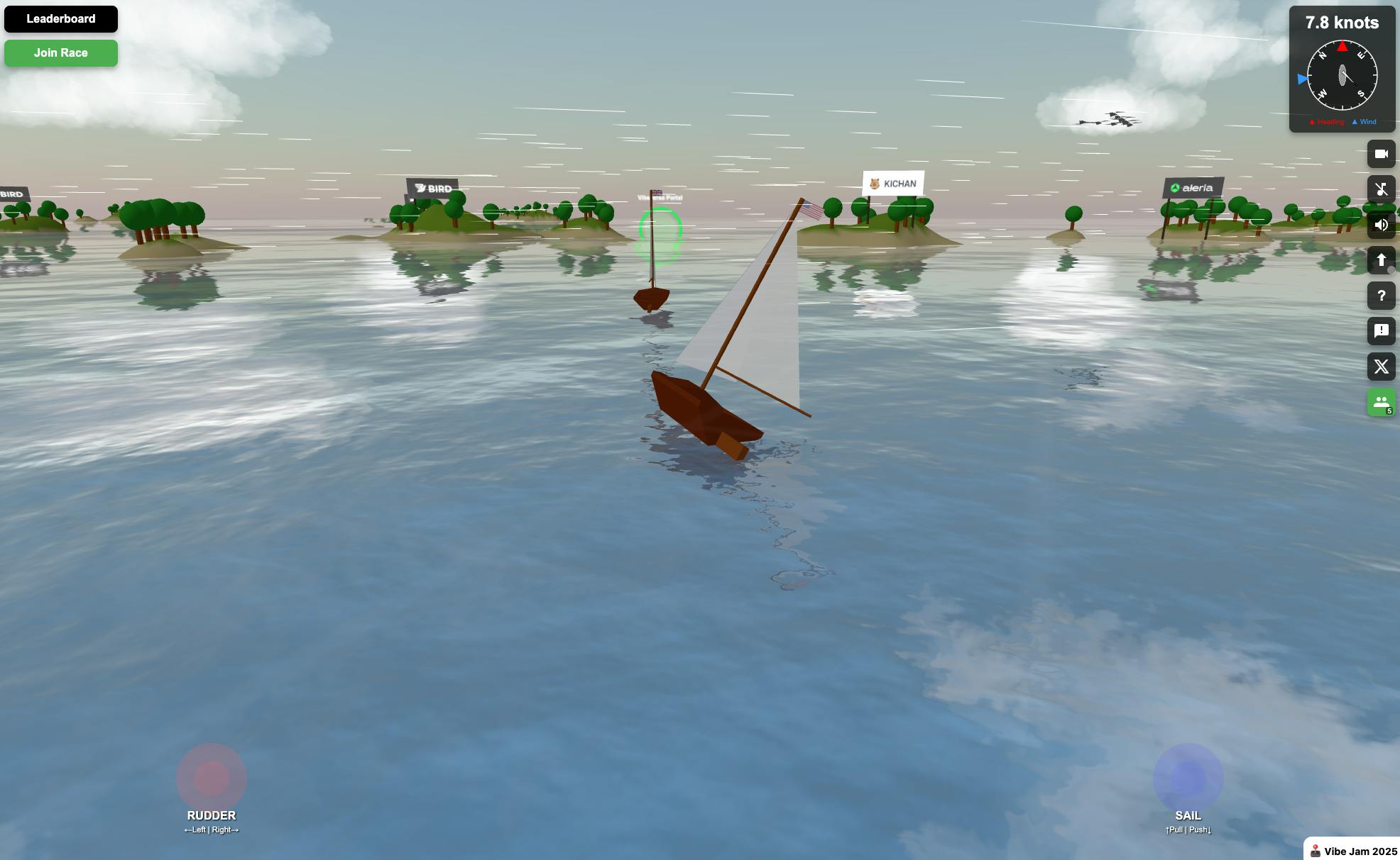 A screenshot of the gameplay for Vibe Sail