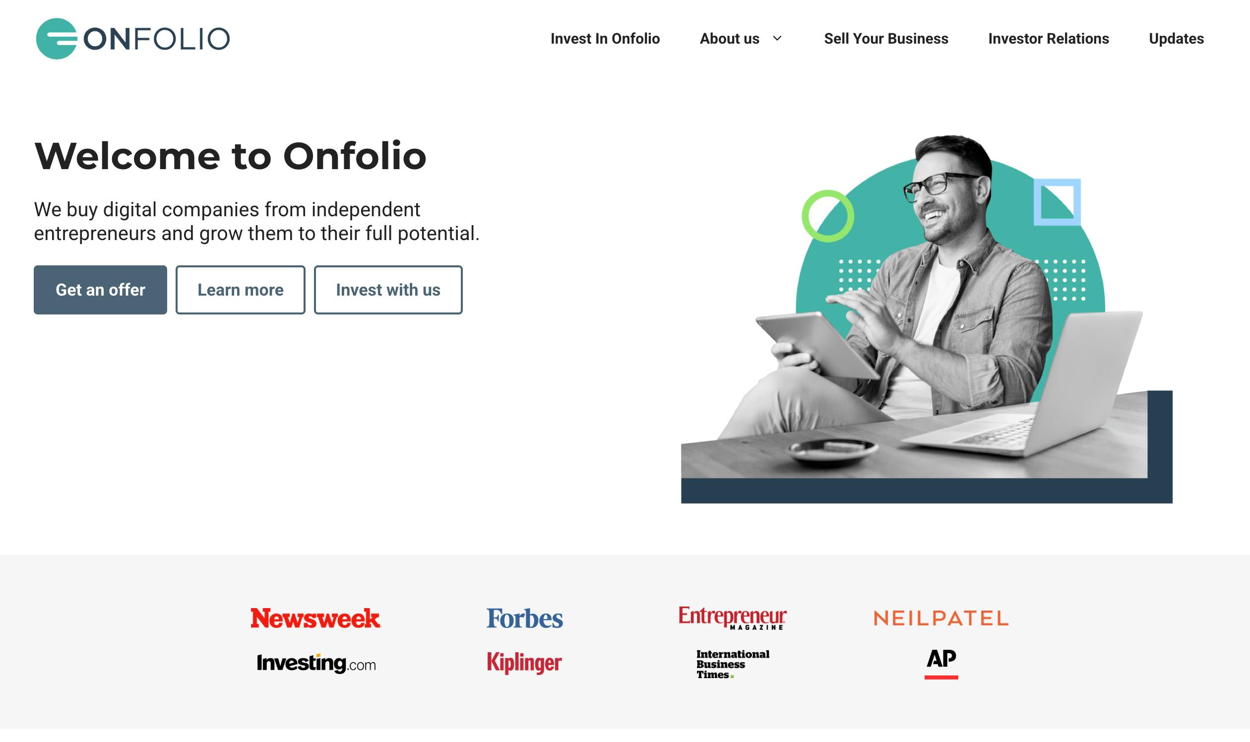 Onfolio homepage