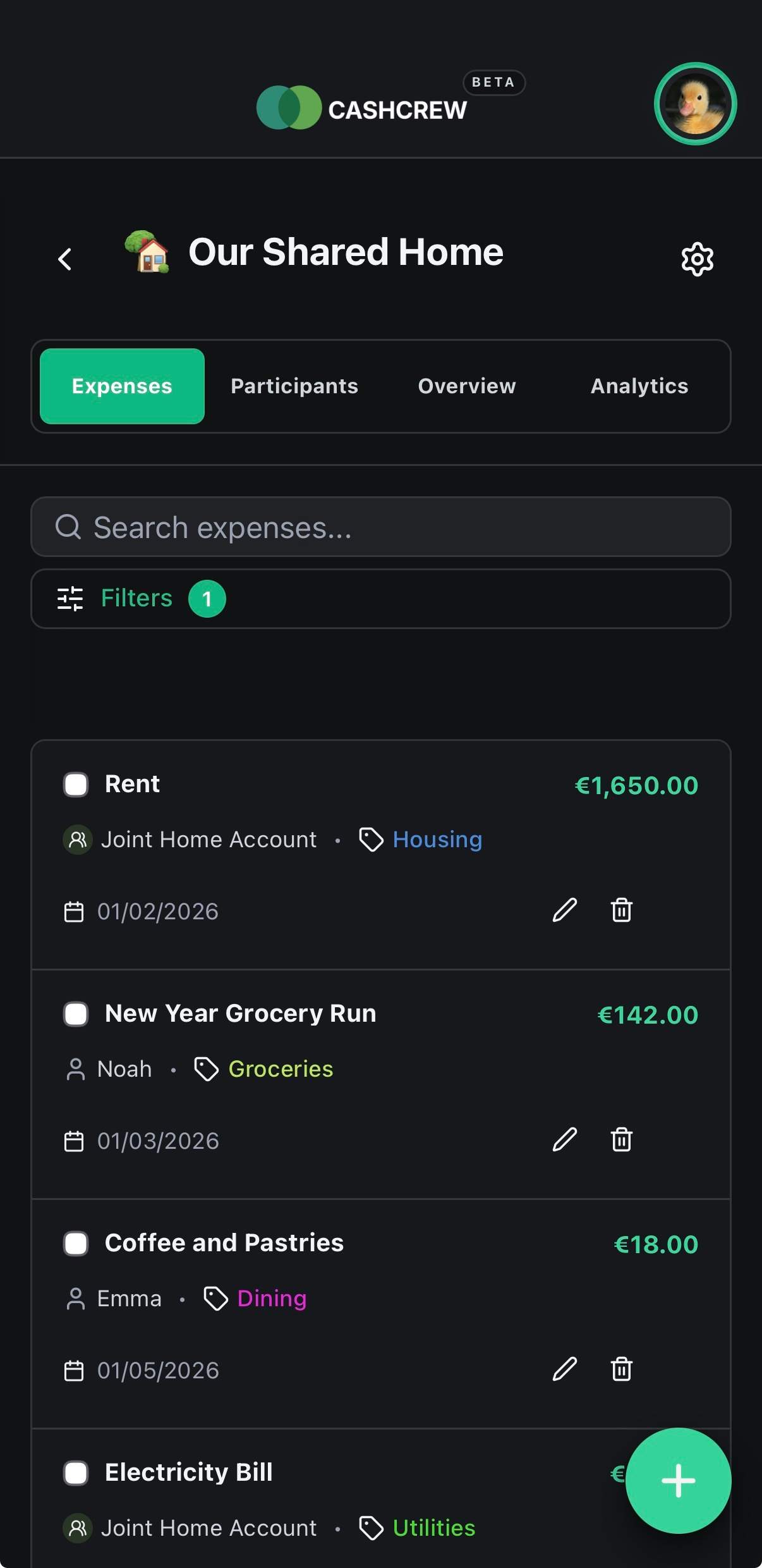 Household spending and shared expenses