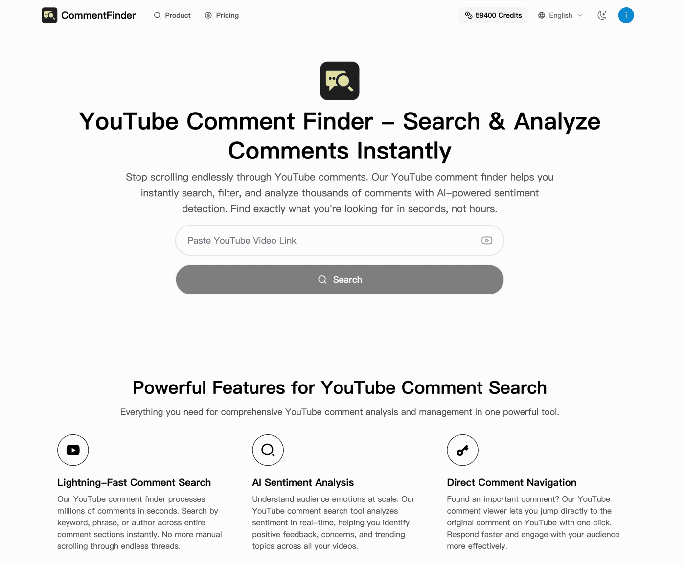 CommentFinder homepage