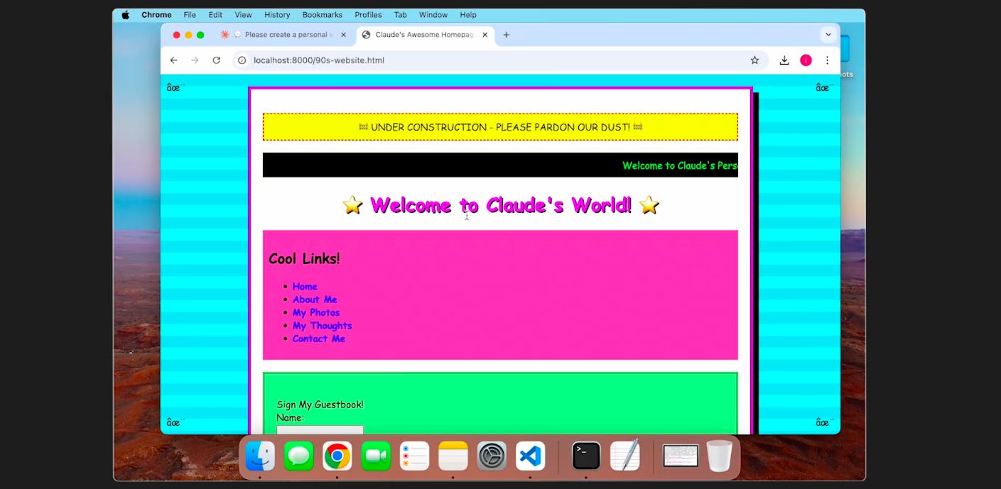 Claude makes a website