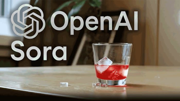 A screenshot of an AI-generated video with the following words overlayed: "OpenAI Sora"