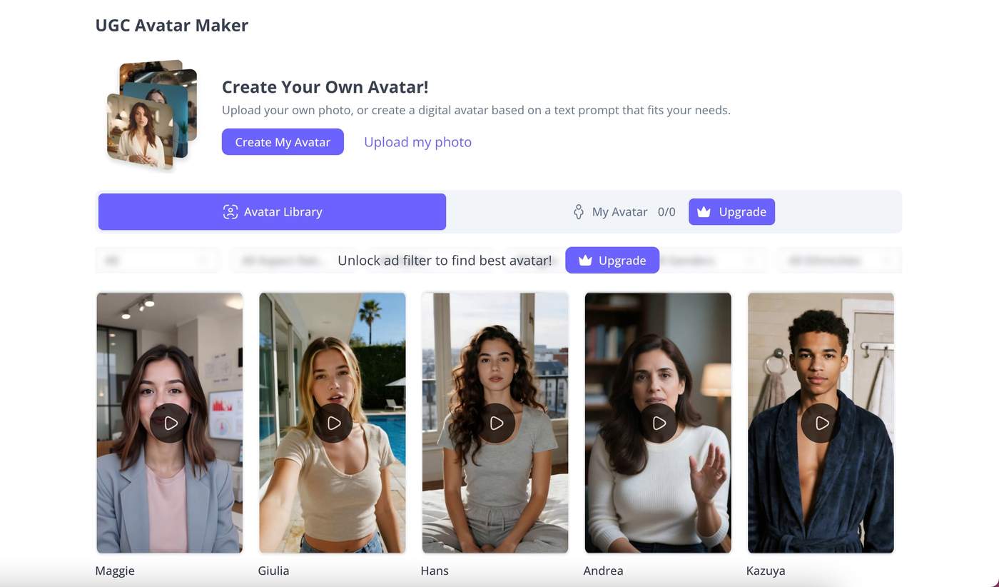 AI UGC Avatar Maker with UGC Maker