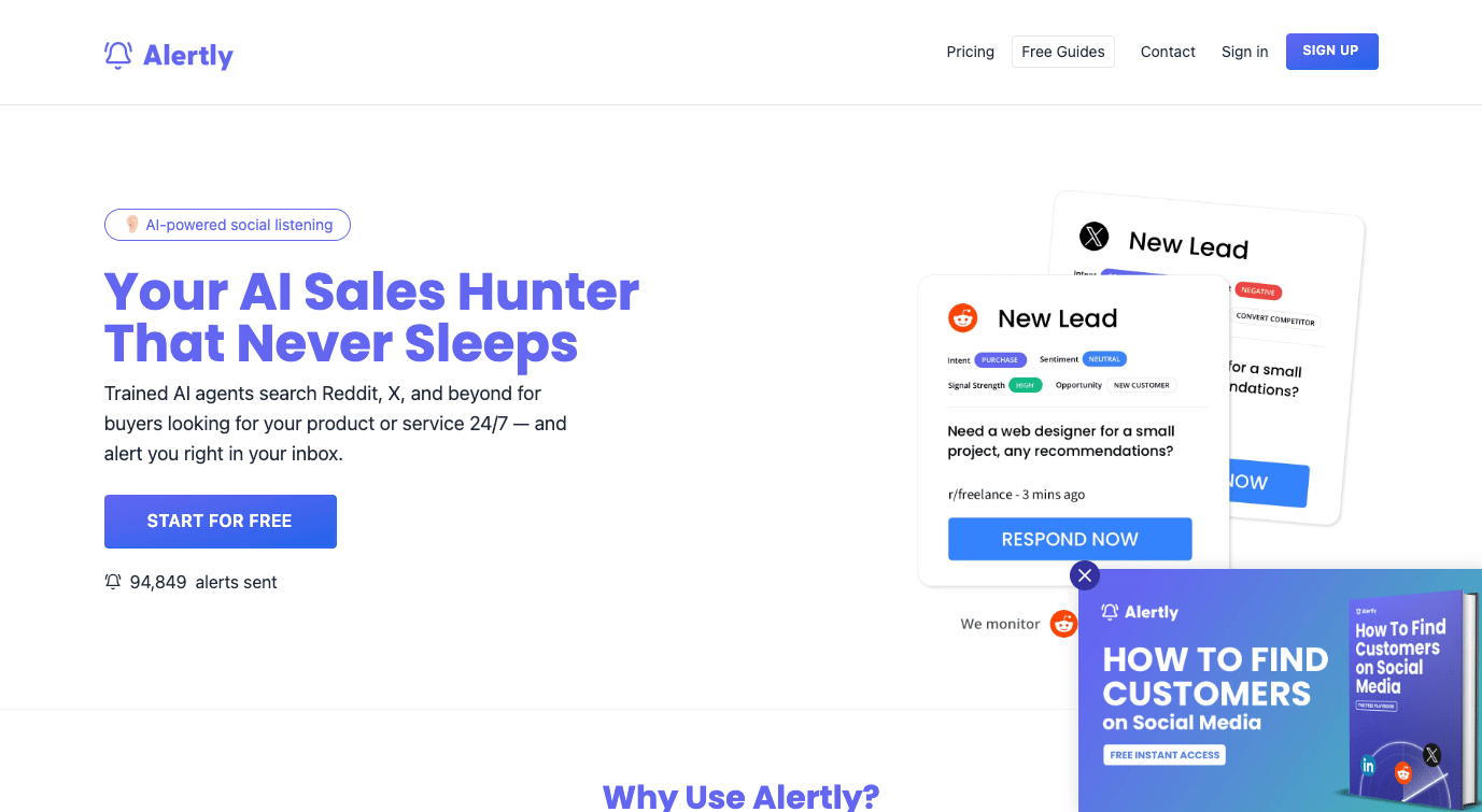 Alertly homepage