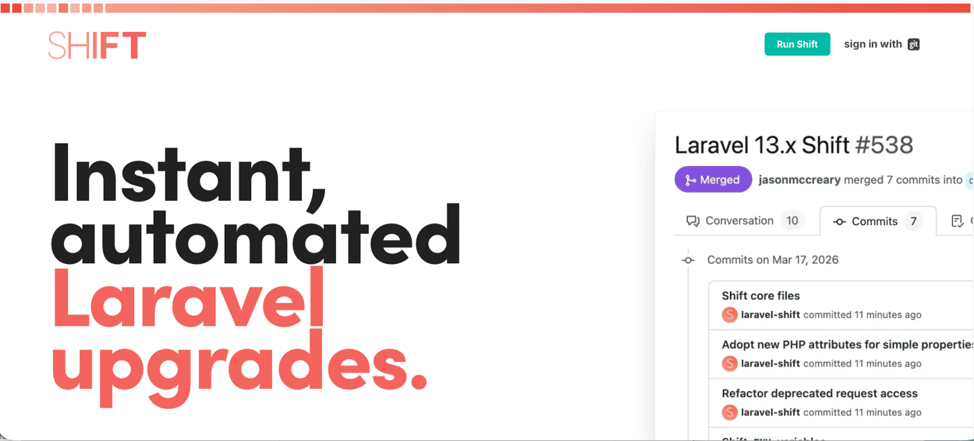 Shift homepage