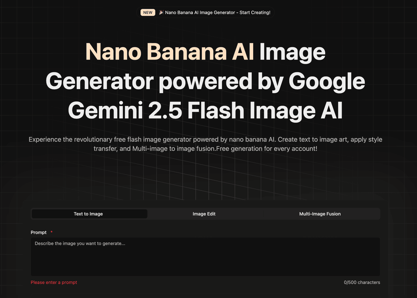 Text-to-Image Prompt UI (Gemini Flash)