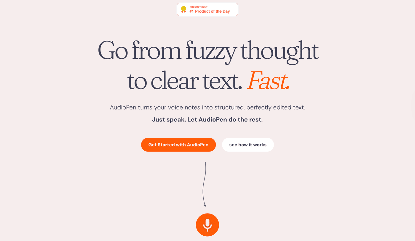 AudioPen homepage