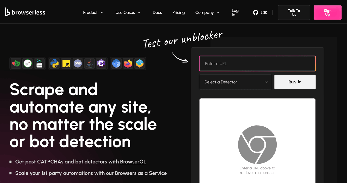 Browserless homepage