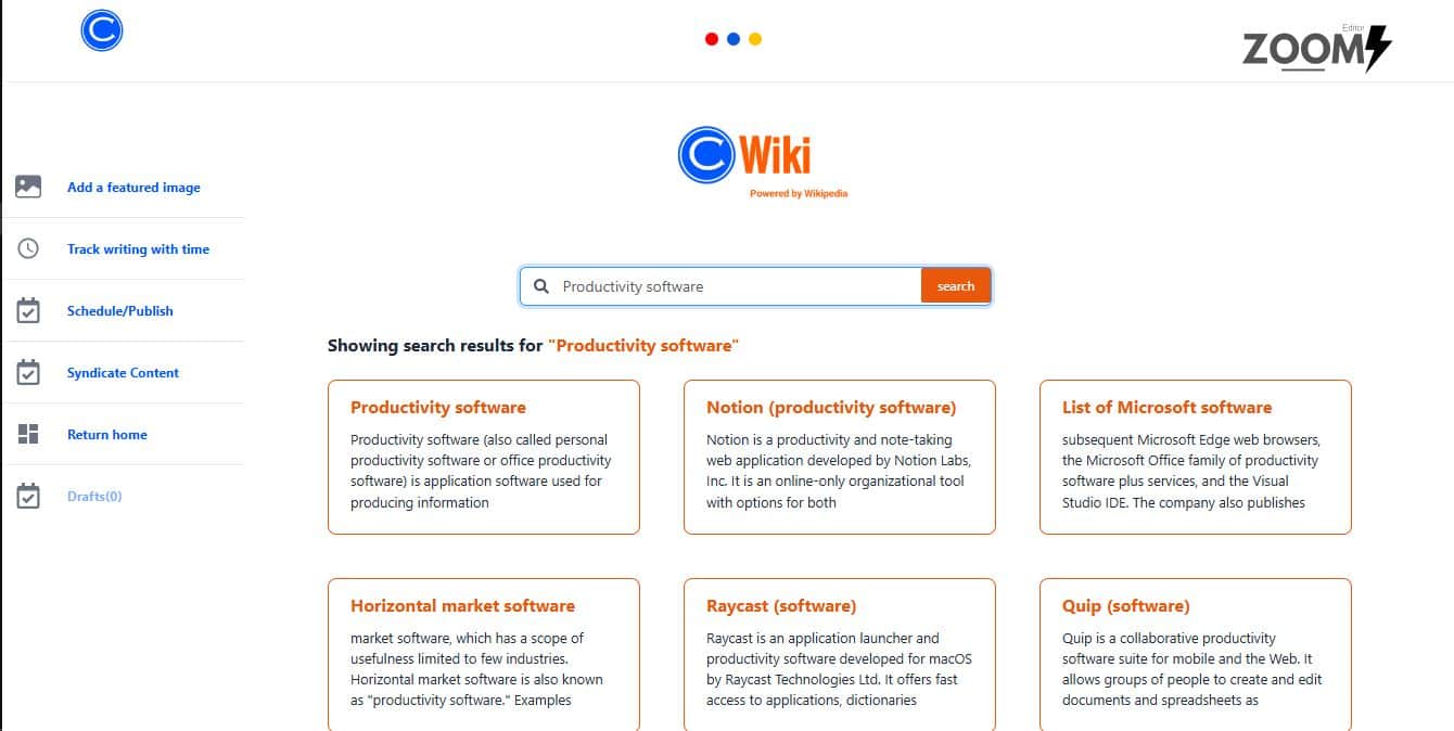 Research from Wikipedia in ClickPress