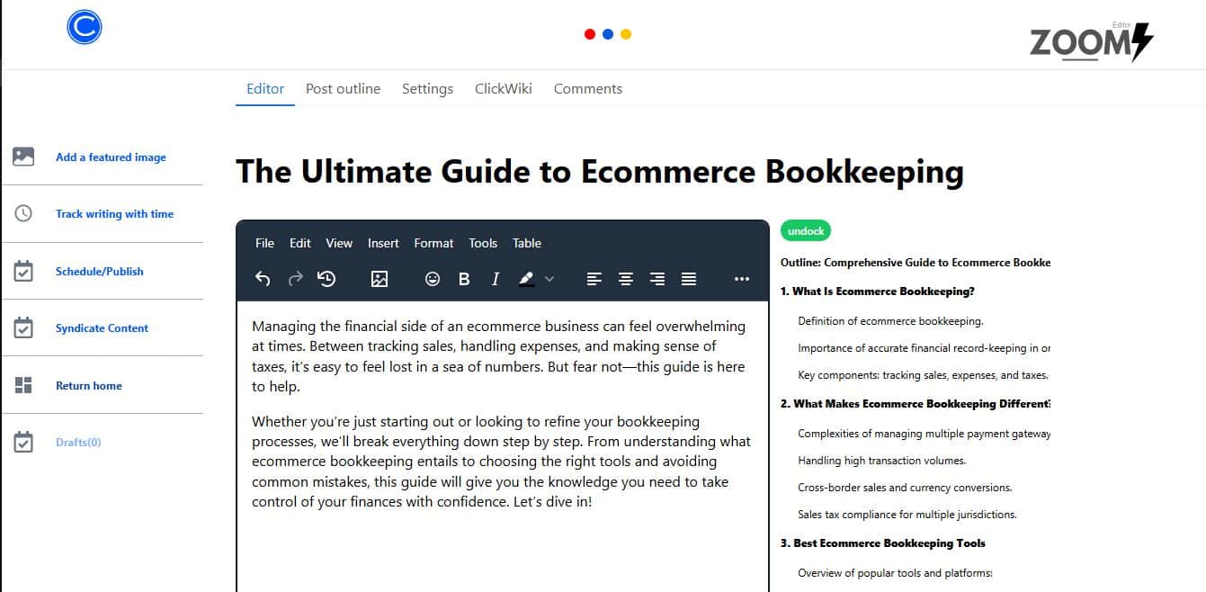 Outline and write in one place