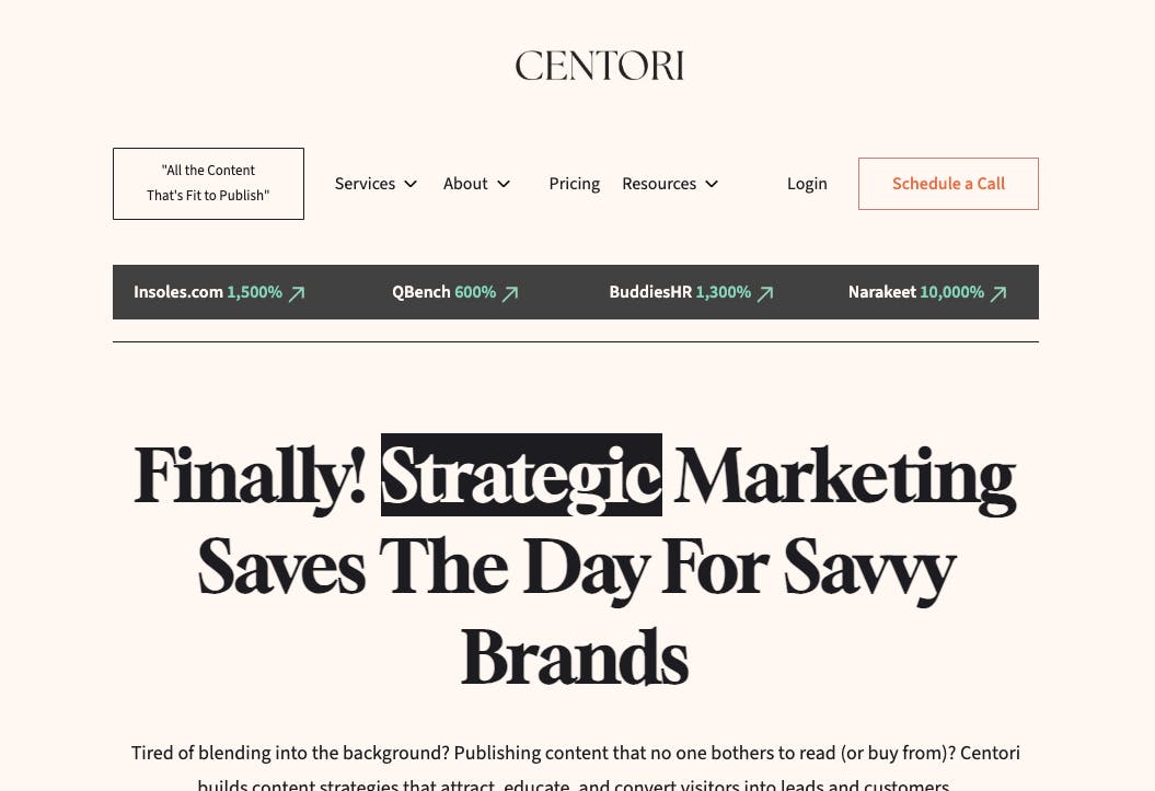 Centori homepage