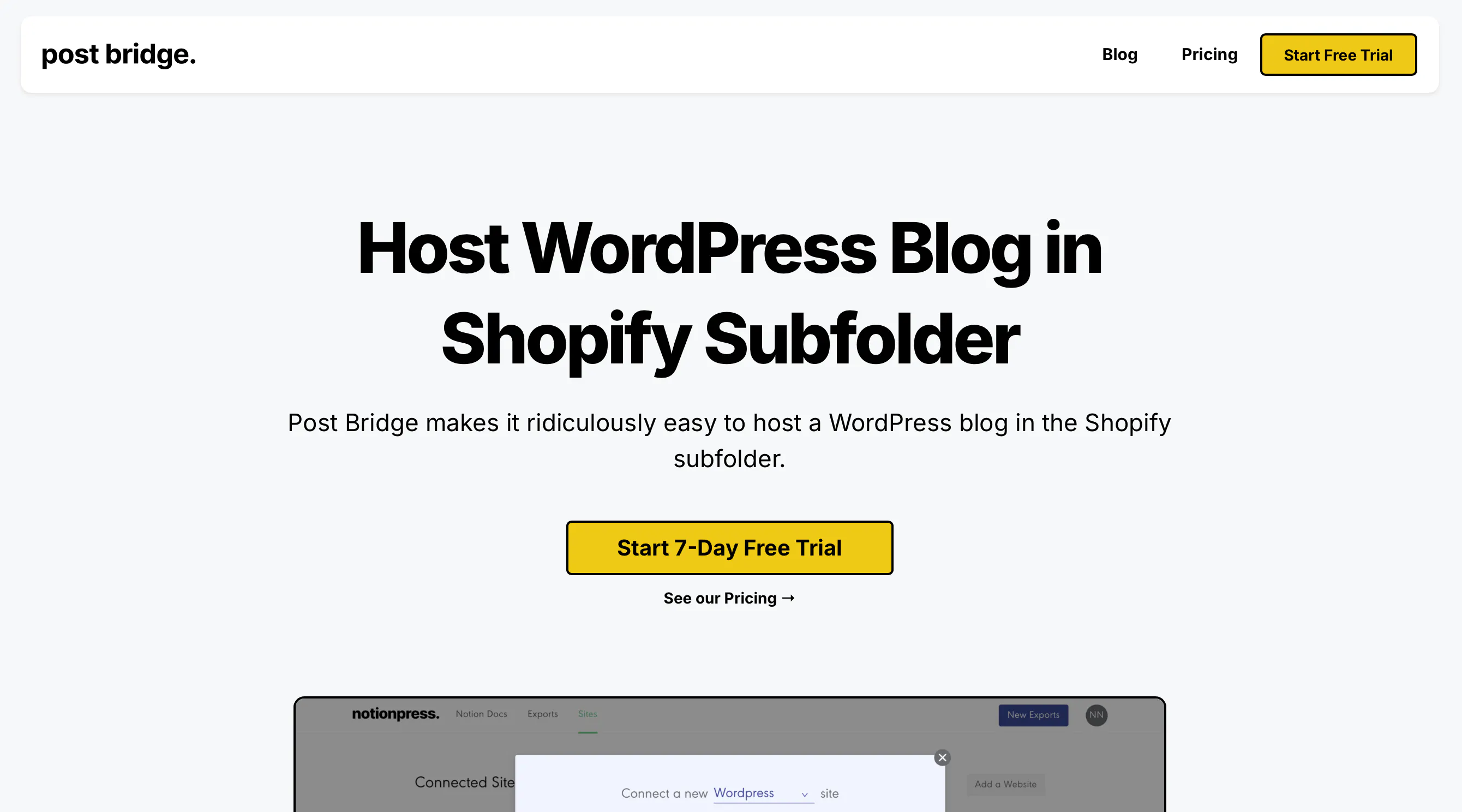 Post Bridge homepage