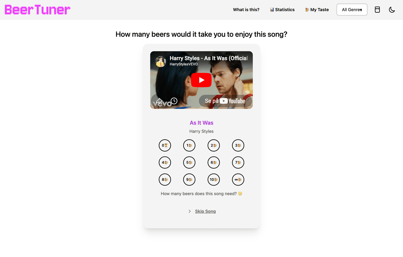 A screenshot of BeerTuner