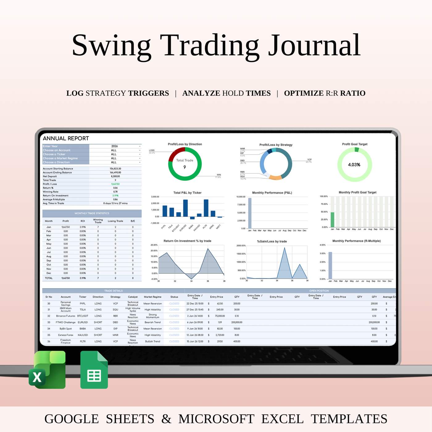 2026 Swing Trading Journal Template