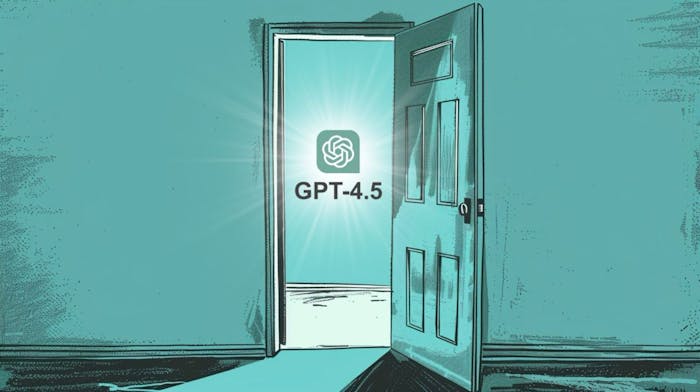 A door opening with the OpenAI logo floating in the door opening.