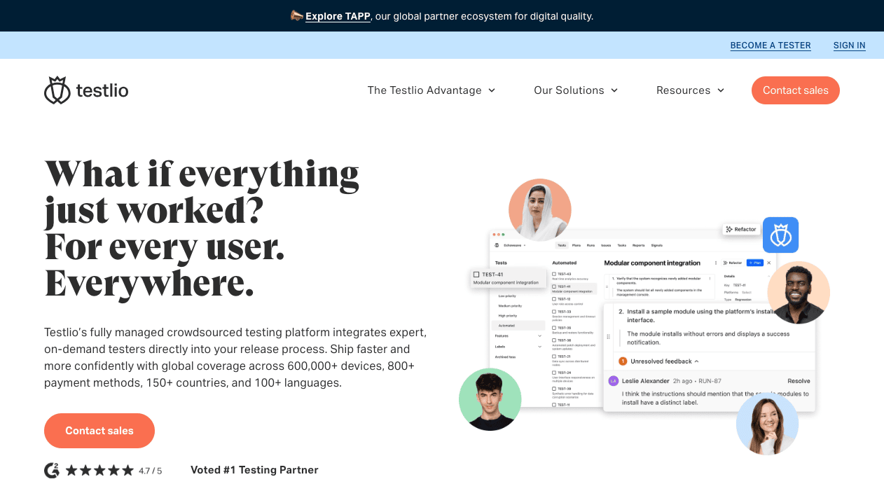 Testlio homepage