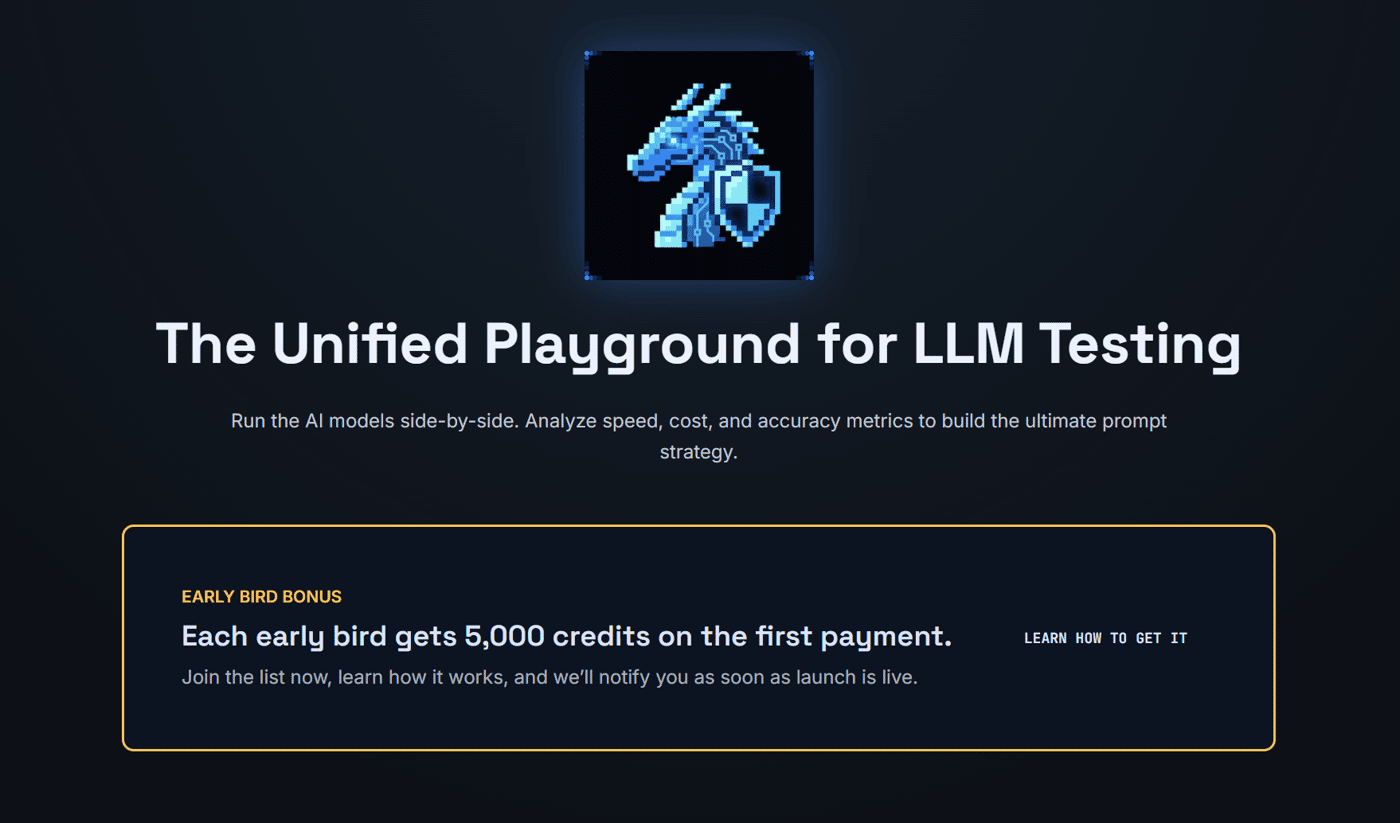 LLMKnights.com Early Bird offer - get 5,000 free credits if leaving your email before launch.