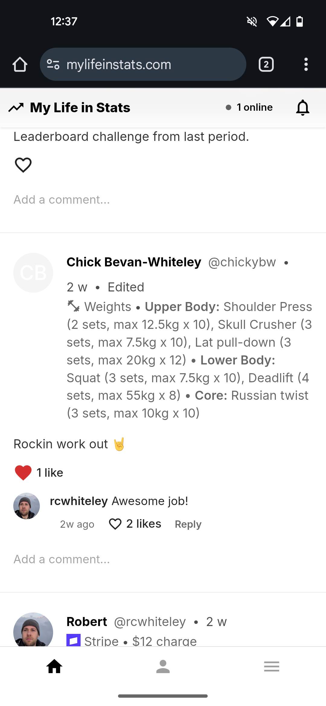 Activity feed