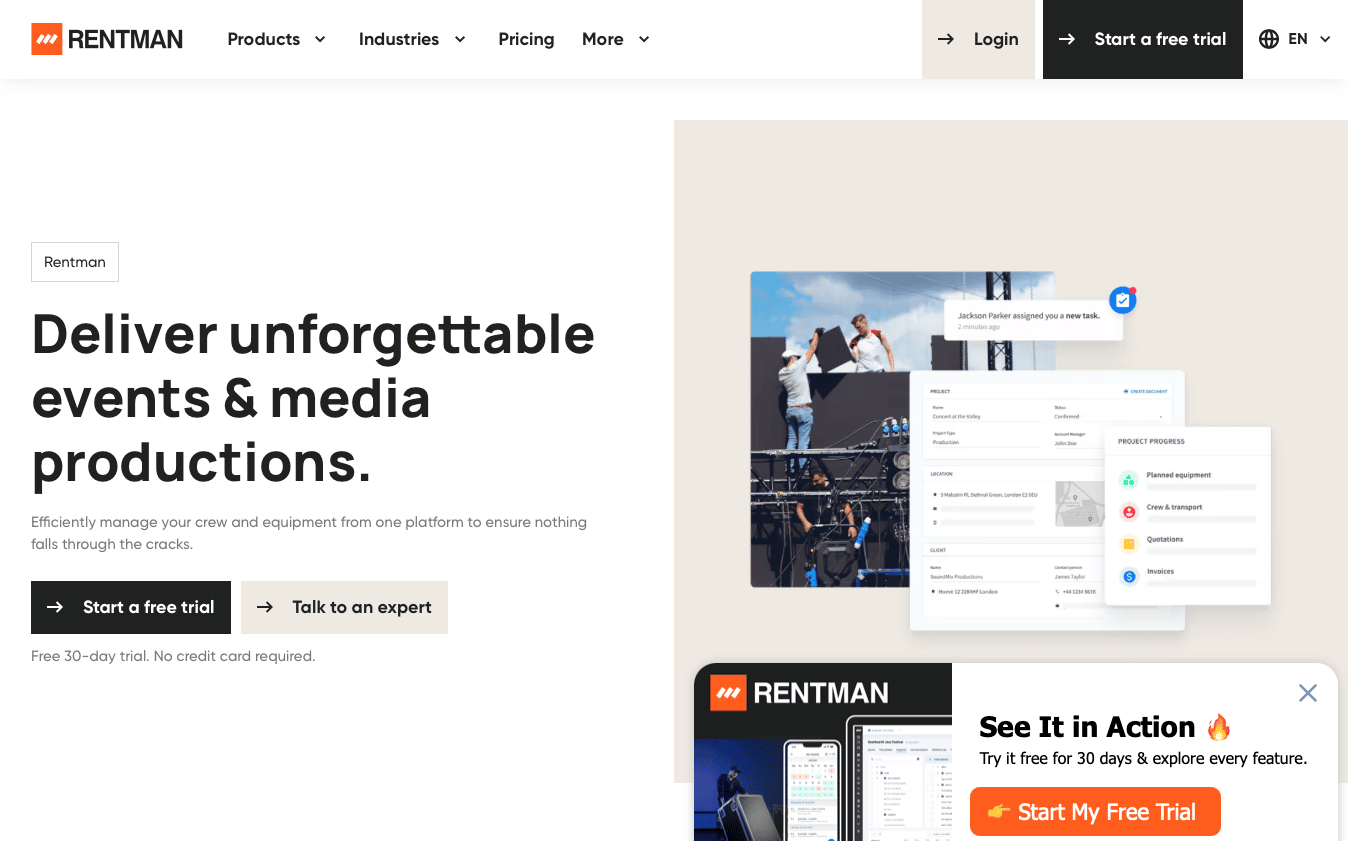 Rentman homepage