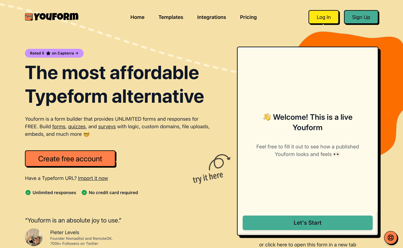 Youform homepage