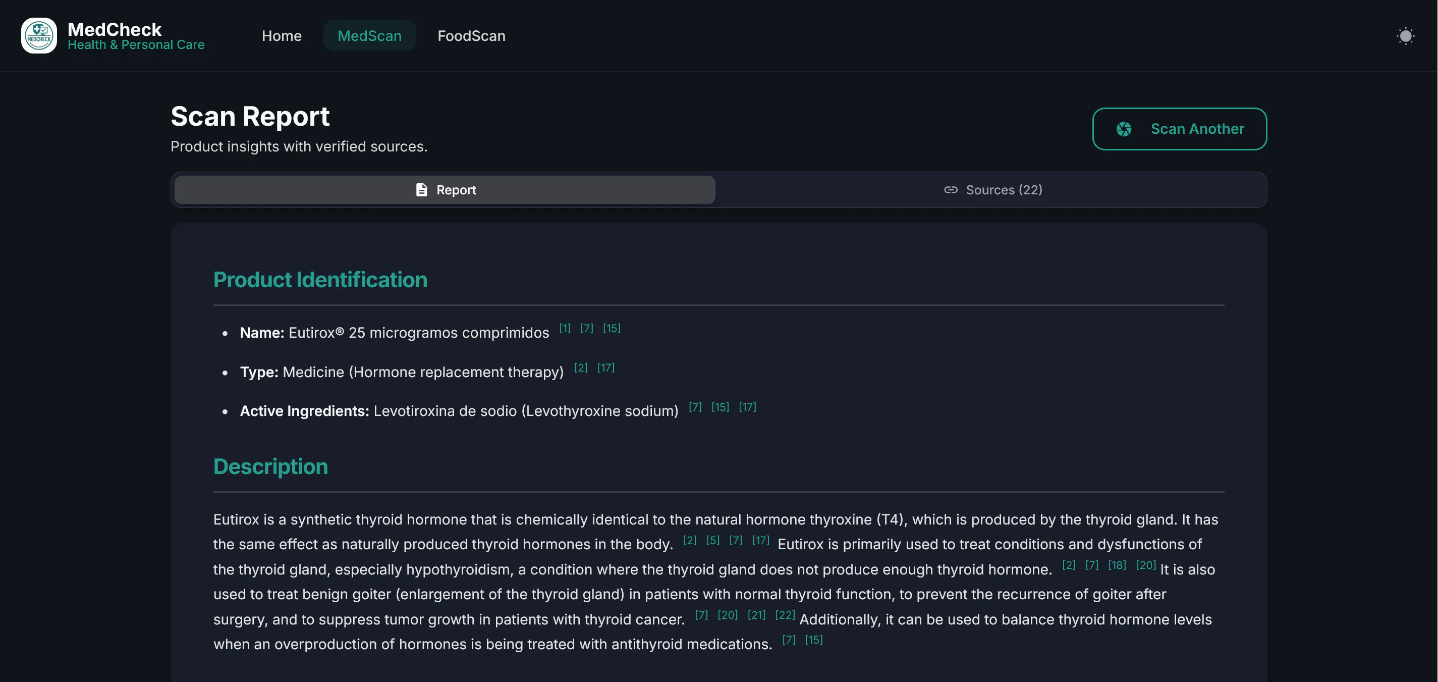 image of medscan page results for Eutirox