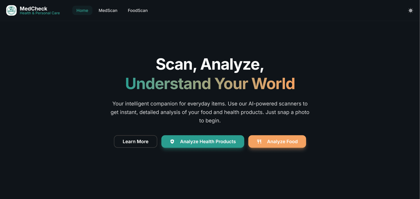 Medcheck landing page
