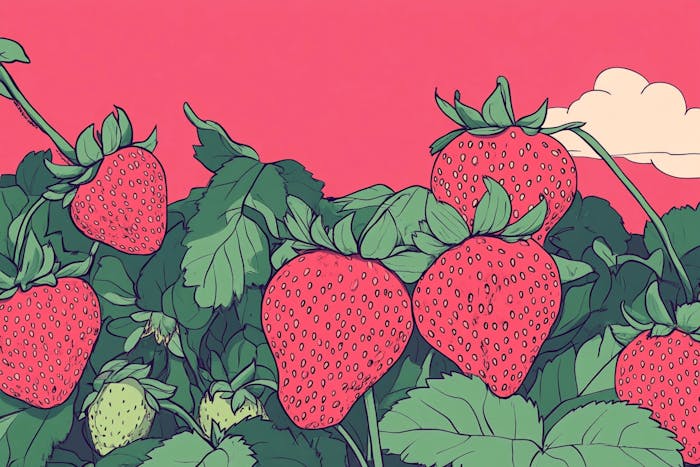 A bunch of strawberries.