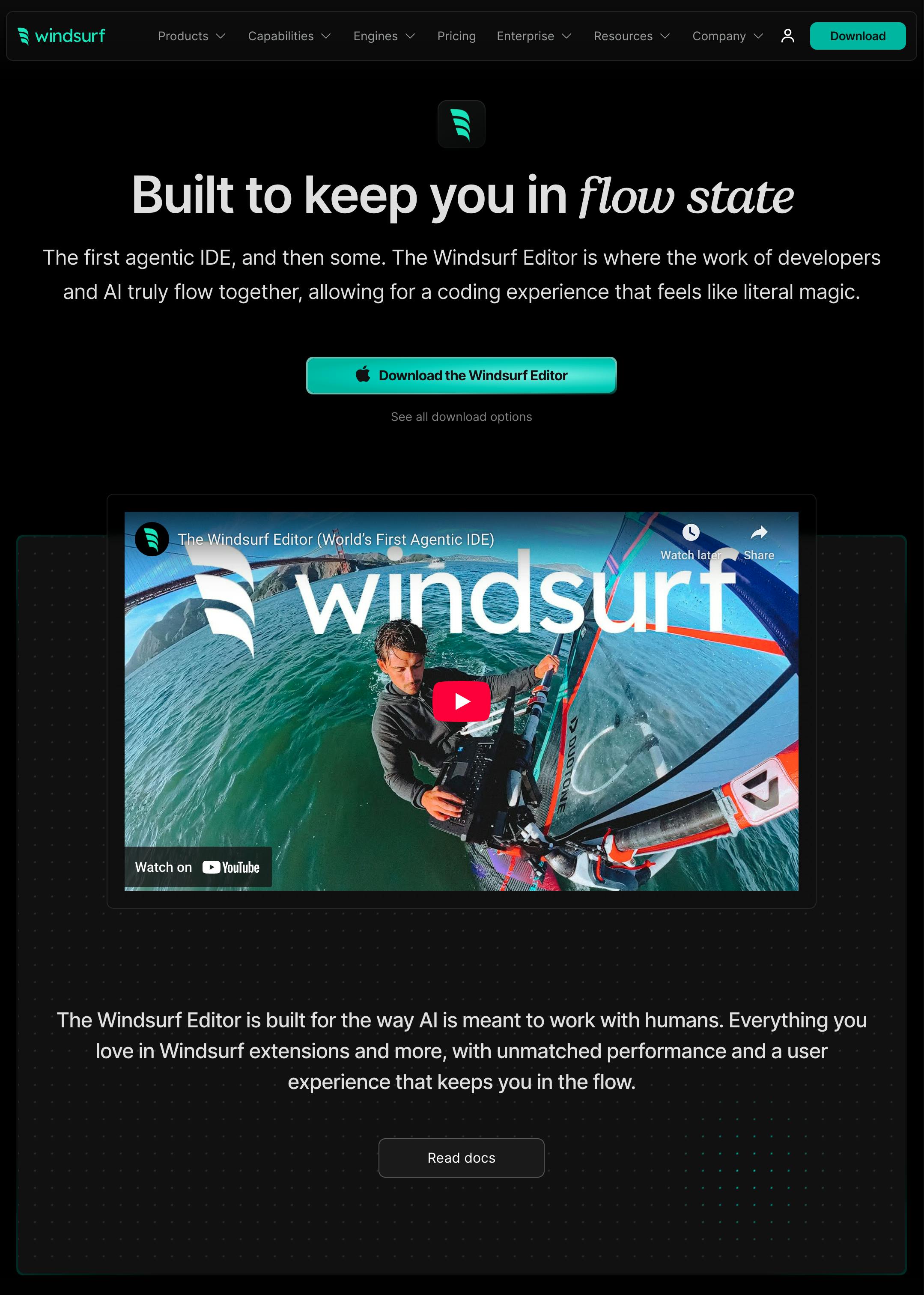 The landing page for Windsurf.