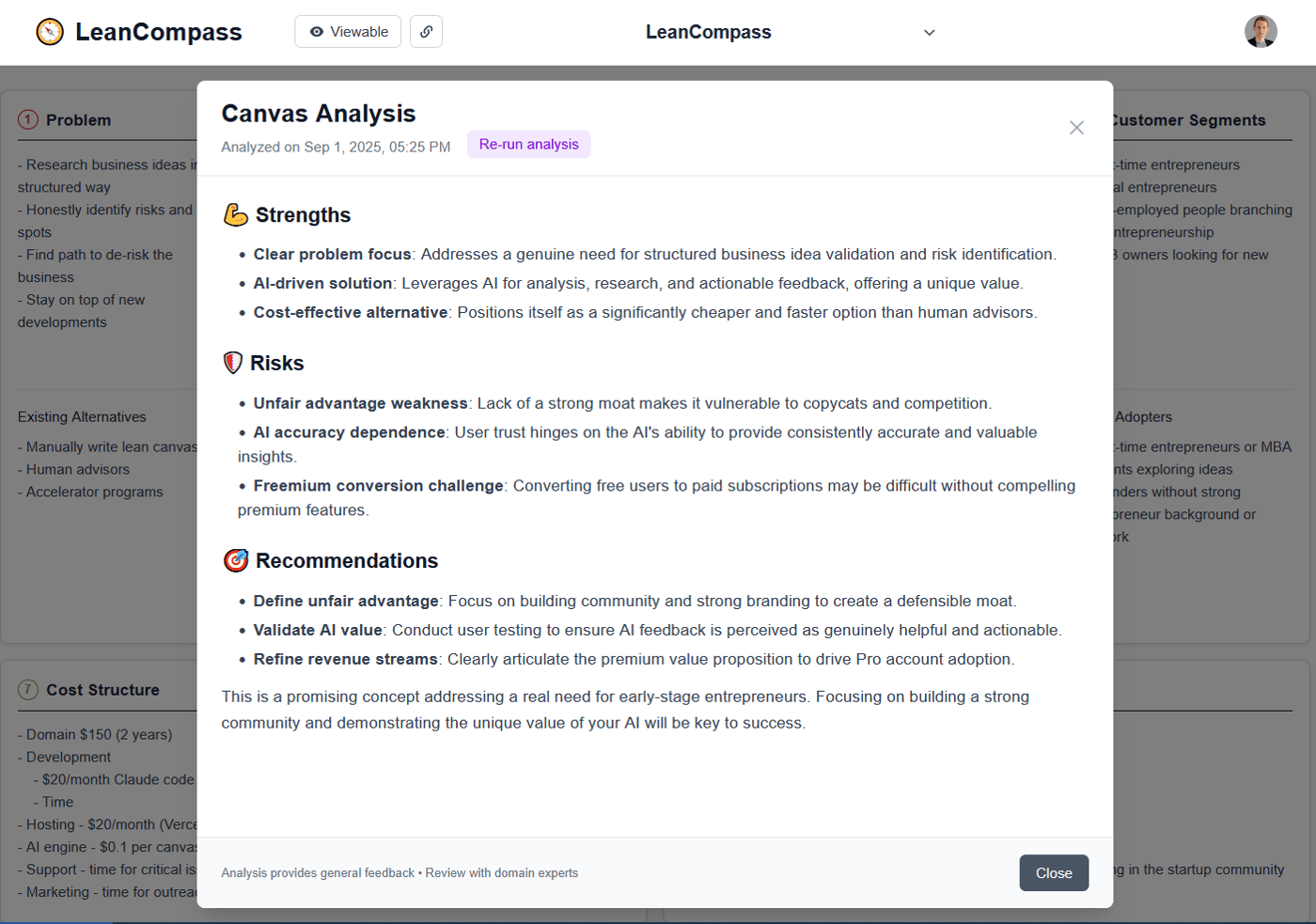 LeanCompass Analysis Example