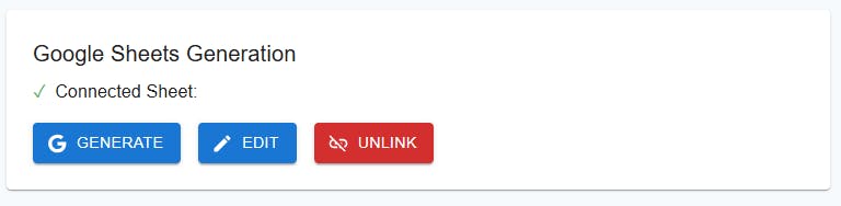 Linked template example. "Generate" button will trigger a batch directly from Sheet data