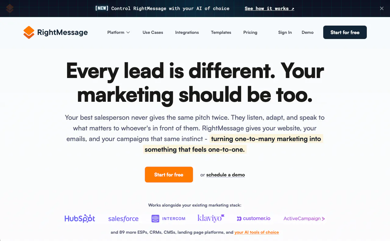 RightMessage homepage