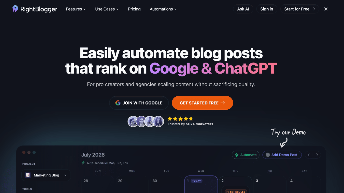 RightBlogger homepage