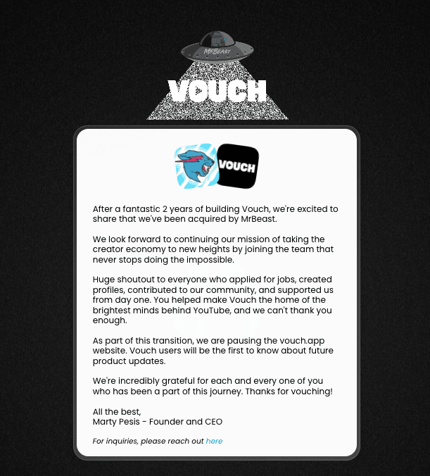 A message from Vouch CEO Marty Pesis
