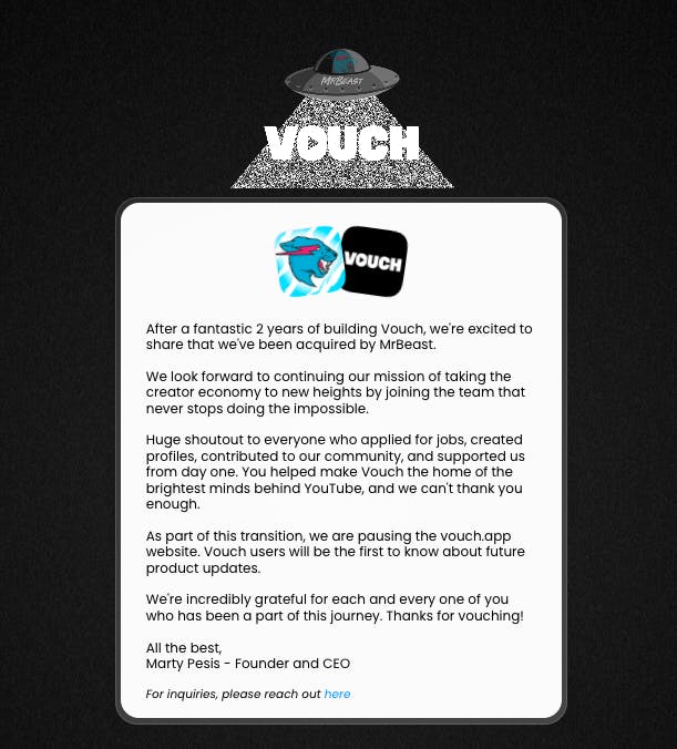 A message from Vouch CEO Marty Pesis
