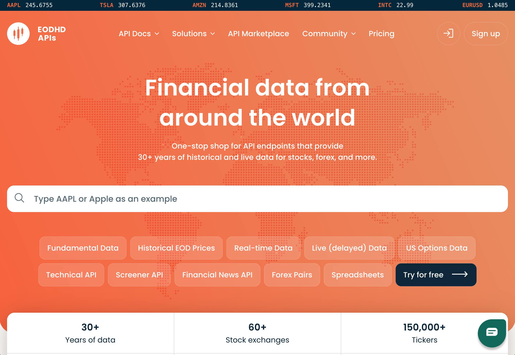 EODHD APIs homepage