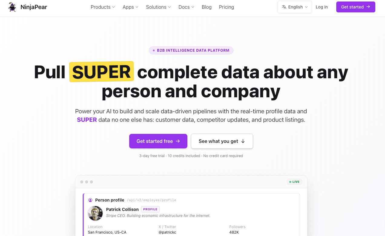 NinjaPear homepage