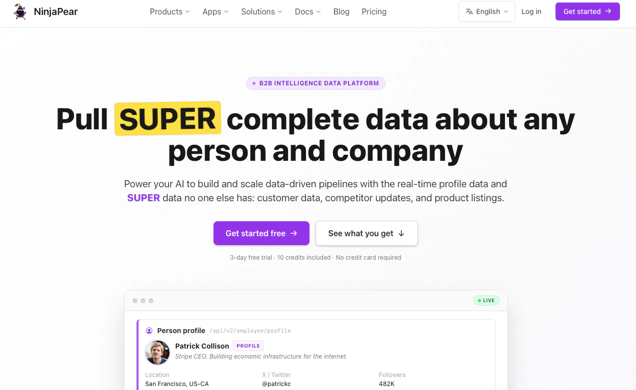 NinjaPear homepage