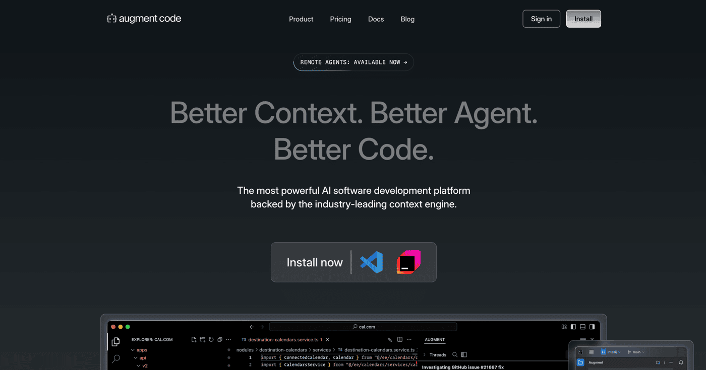 Augment Code homepage