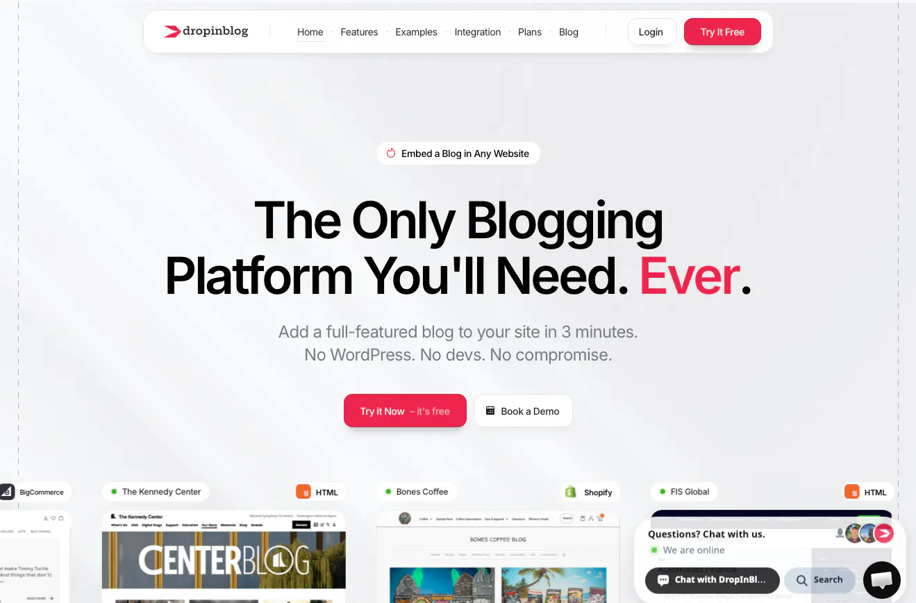 DropInBlog homepage