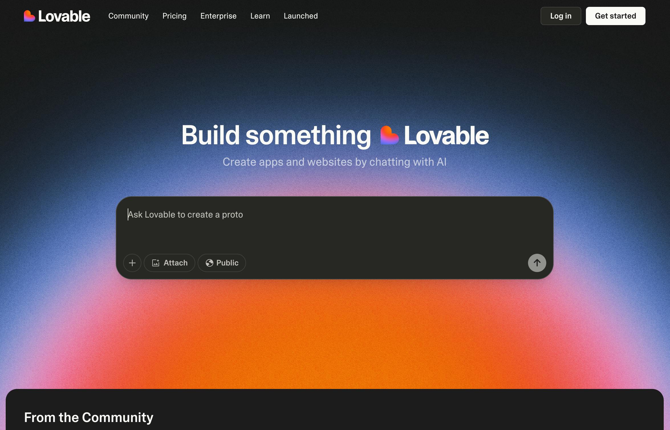 Lovable homepage