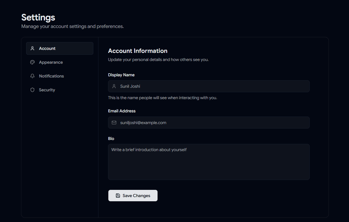 Forms 04 – Advanced Settings Sidebar Layout