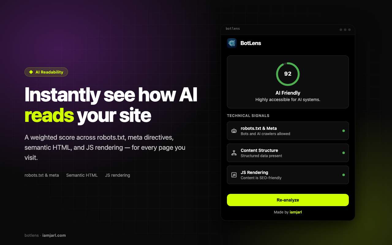marketing screen for BotLens