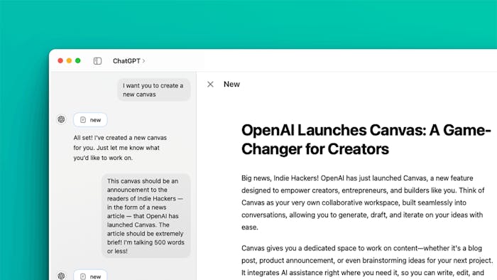 Screenshot of OpenAI's Canvas