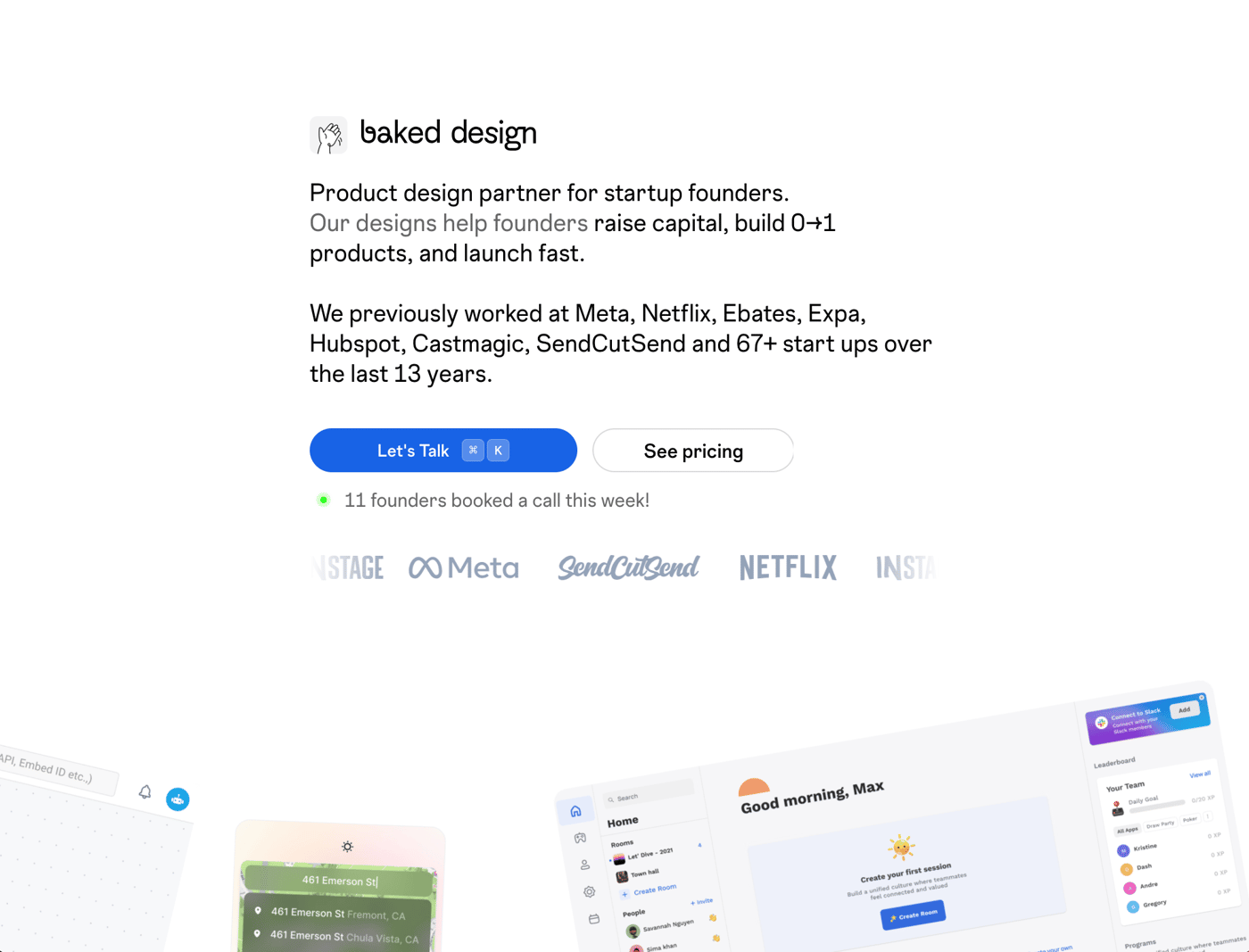 Baked Design homepage